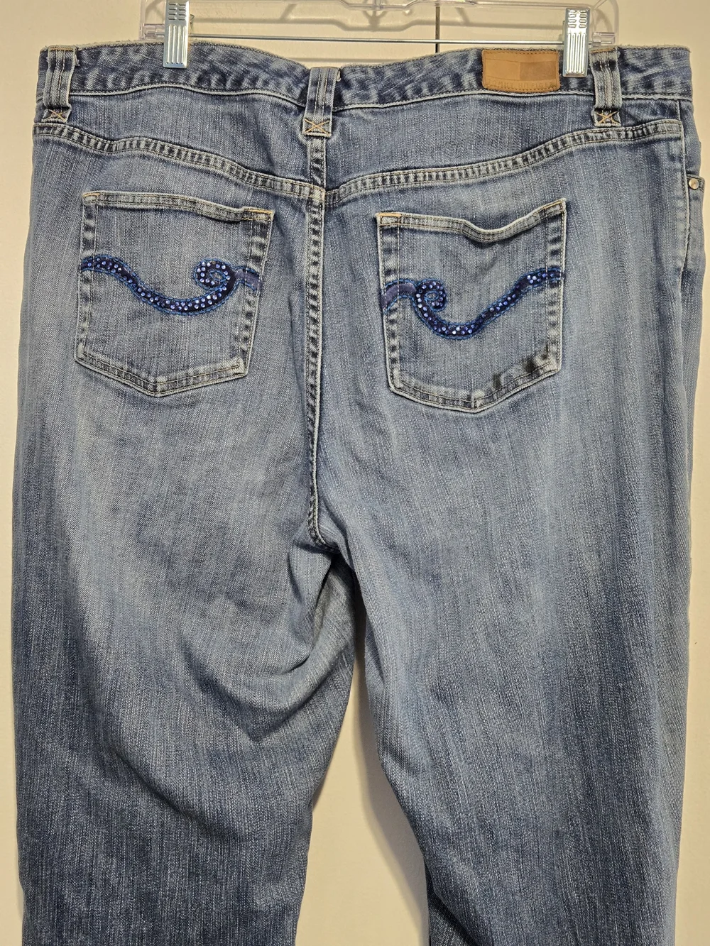 Tommy Hilfiger Hipster Boot Jeans Size 18 Distressed Hem Stretch Denim